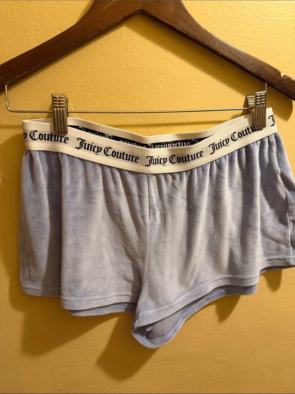 Juicy Couture Light Lavender Velour Lounge Shorts with Logo Waistband